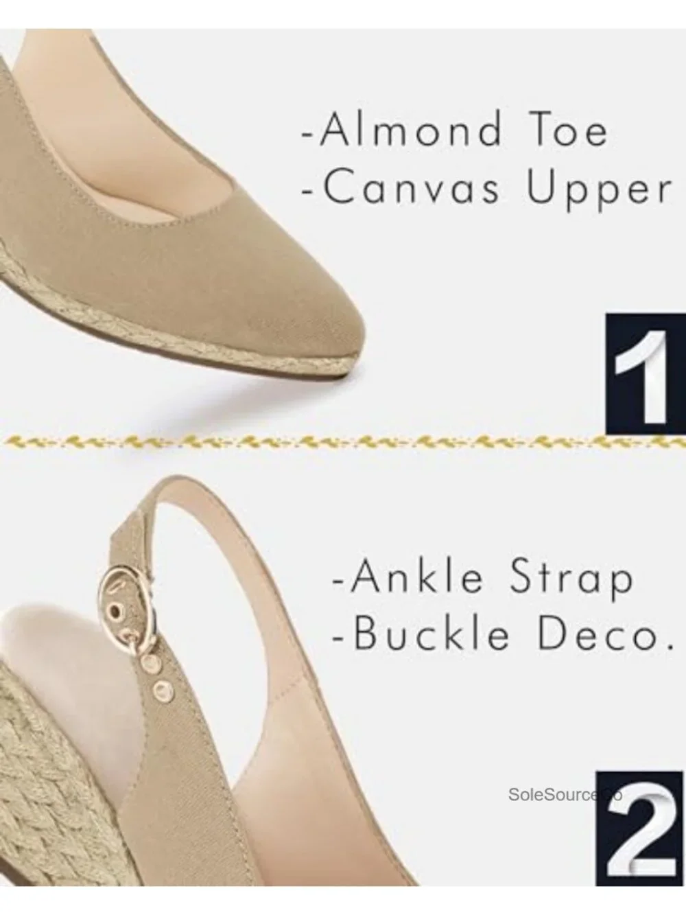 Wedge Sandals Espadrilles Closed Toe Slingback Buckle Strap Comfortable Summer